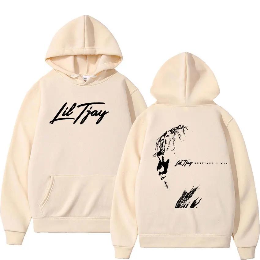 Rapper Lil Tjay Grafik Hoodie Destined 2 Win Musikalbum Pullover Sweatshirt Herren Damen Hip Hop Mode Mit Kapuze Gothic Streetwear