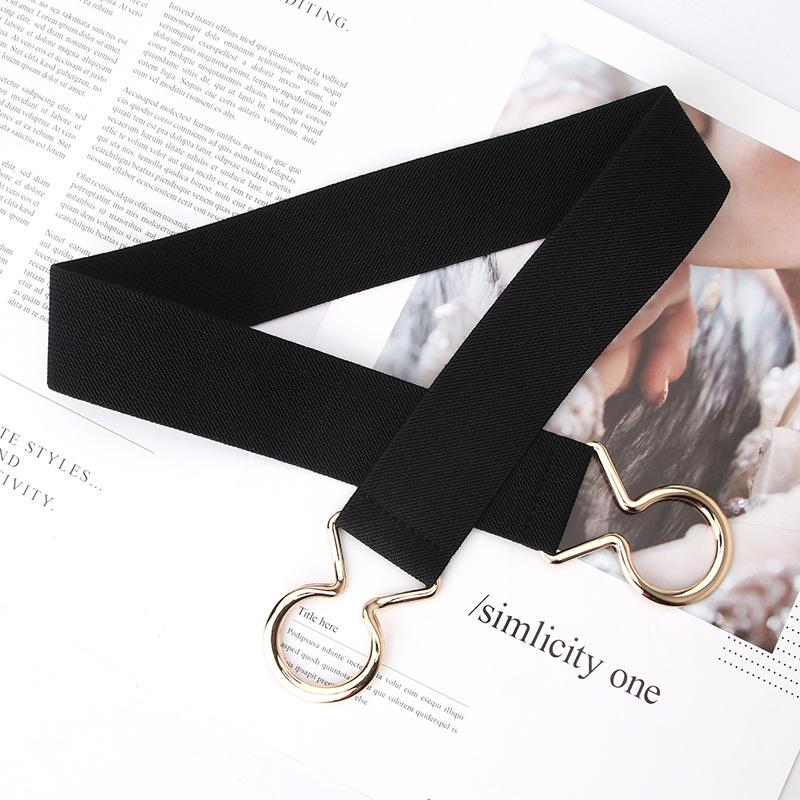 Simple Four Seasons Women'S Black Elastic Belt Single Ring Waist Sealing Belt
