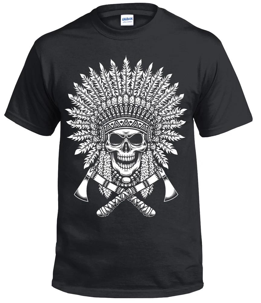 Tribal native american tattoo black t shirtdream catcherwolfskullbikertop 2XL