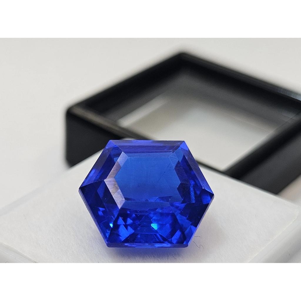 Blue Sapphire 10+ Ct Hexagon Cut Certified Fabulous Loose Gemstone