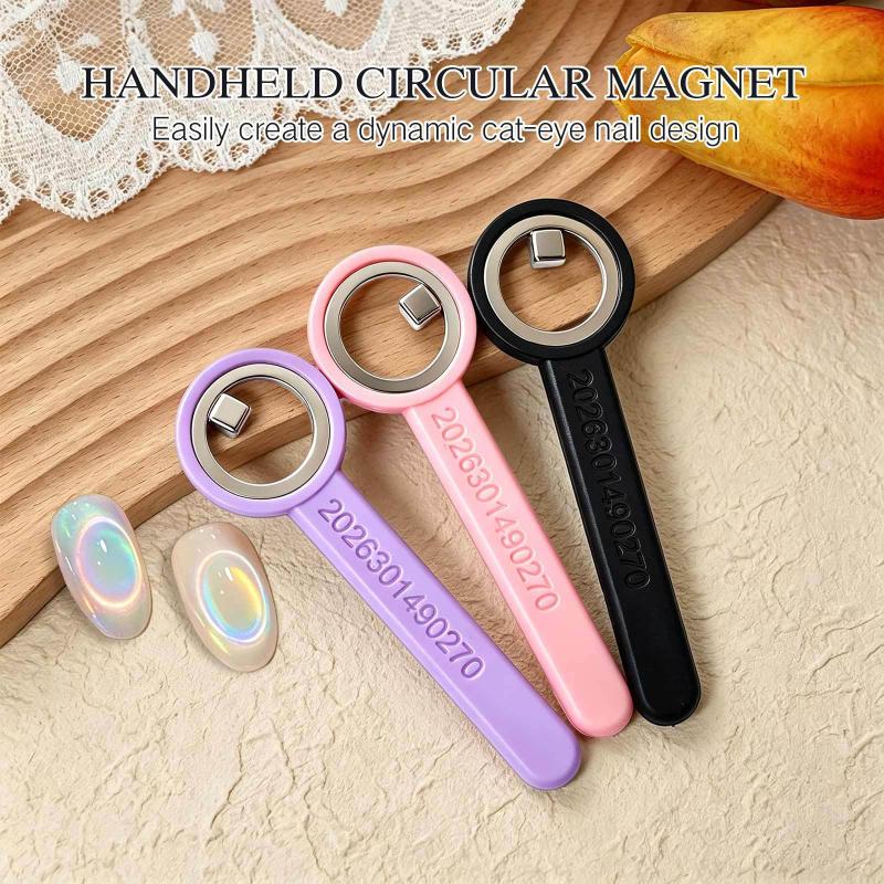 Circular Cat Eye Nail Magnet With Handle Strong Nail Art Magnetic Gel Polish Guide Tool Diy Magnetic Nail Helper Manicure Design