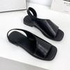 Sandalen mit Leopardenmuster für Damen, Sommer Neu Übergröße Fischmaul Quadratische Zehe Hinten Leer Modische Dicke und Niedrige Absätze Sandalen Trendig