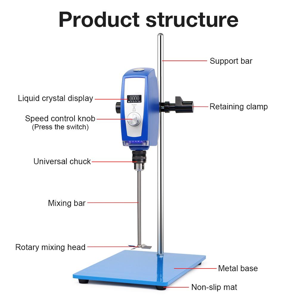 Overhead Stirrer 220V 50-2000 RPM Digital Display Cantilever Mixer Laboratory Stirrer Powerful Electric Lab Mixer