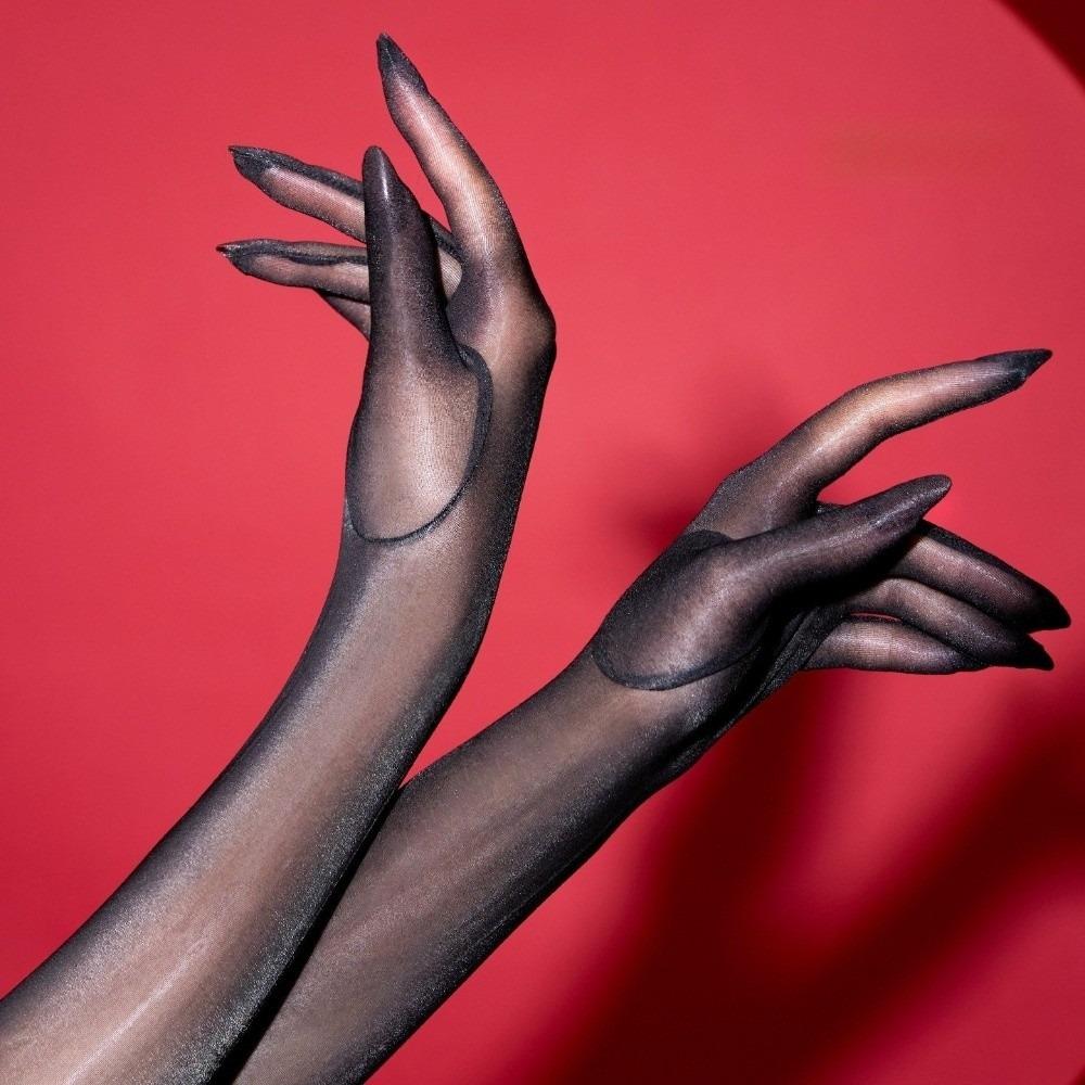Oil Shiny Sheer Gloves Ultra-thin Stockings Gloves Stretchy Sun Protection Gloves  Cosplay