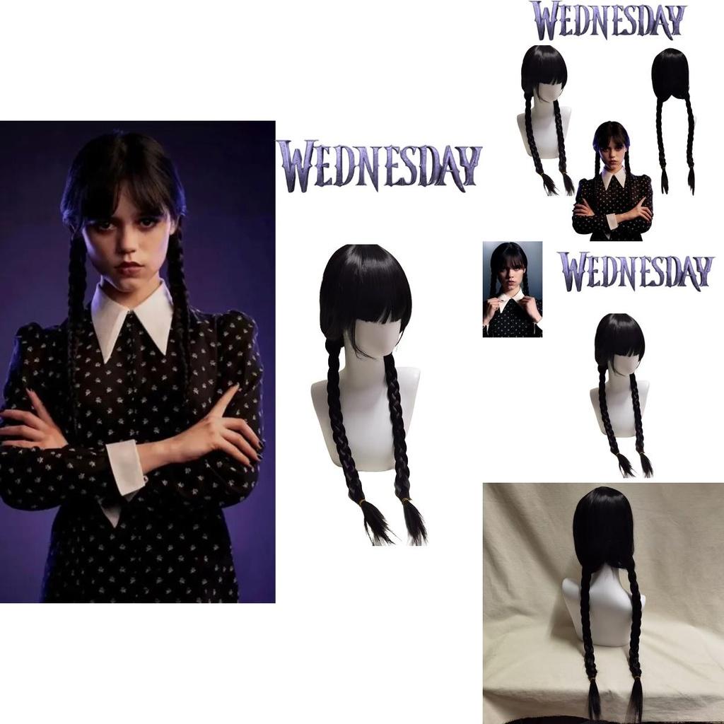 Wednesday Addams Wig Braided Hair For Halloween Xmas Fancy Party