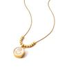 Live Broadcast Smiley Face Pendant Necklace, Fade-Resistant White Shell Titanium Steel, Luxury Light Clavicle Chain.