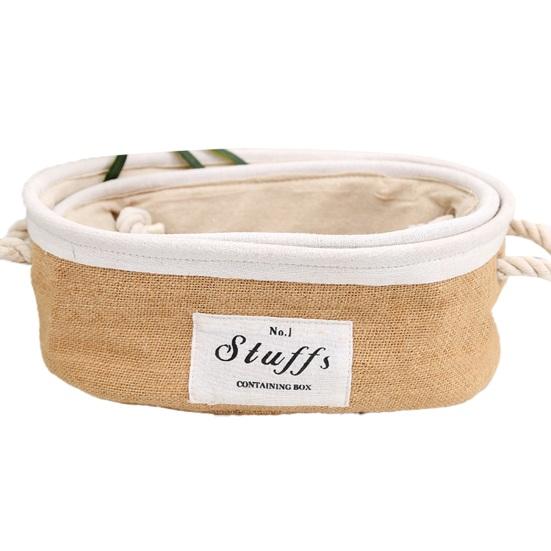 Boho Storage Basket Minimalist Fabric Storage Basket with Handles Desktop Organizer for Snacks Hair Accessories Jewelry Bedroom Nursery Living Room S Ellipse