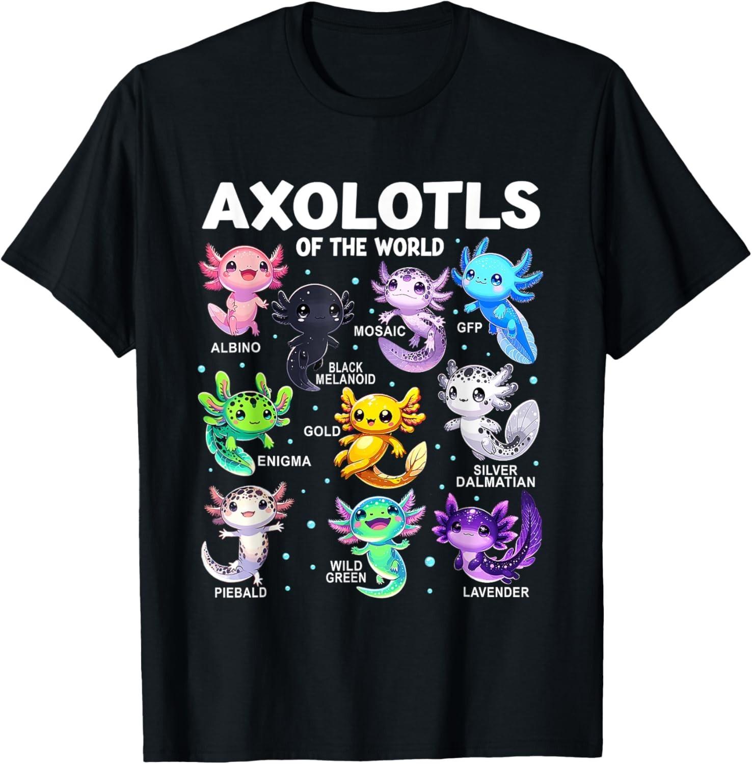 Kawaii Axolotls Of The World Graphic Tees Axolotl Animals T-Shirt Mens Womens Tees Top XL