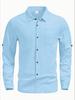 Men's Linen Shirt Short Sleeve Summer Cardigan Casual Button Down Loose Beach Vacation Top