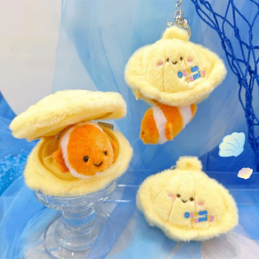 Simulation Fluffy Whale Keyring Soft Small Turtle Pendant  Birthday Gift