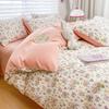 Washed Cotton and Linen Four-piece Set, Double-layer Yarn Quilt Cover, Bed Sheet, Dormitory Three-piece Set, Bedding