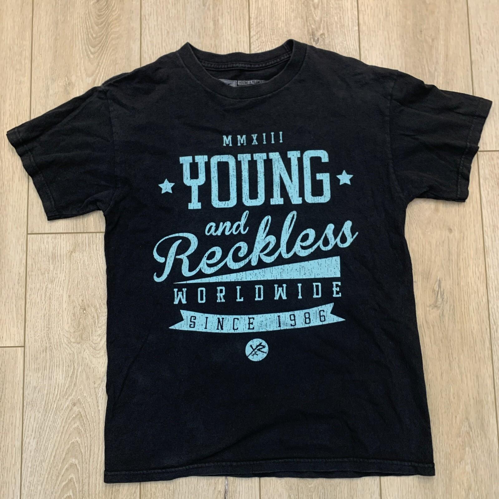 Young and Reckless Los Angeles YR Black Signature T-Shirt Size Medium Teal S