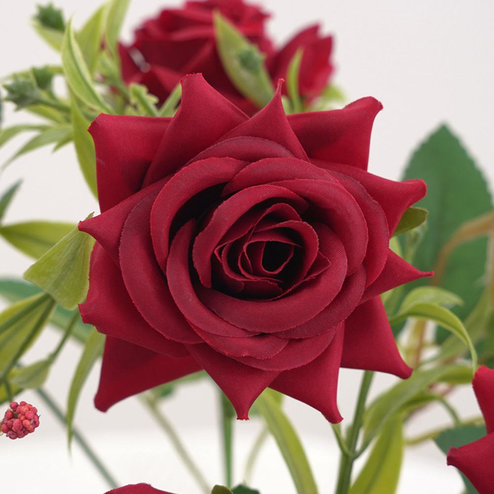 Buchet de trandafiri cu flori artificiale cu 7 capete de calitate premium pentru decorarea casei