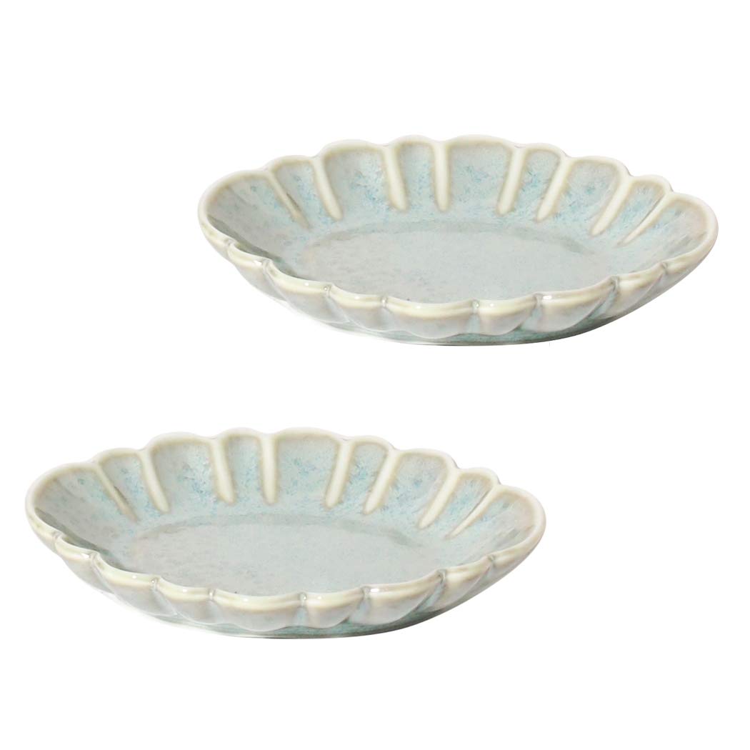 

Minoru Pottery Mino Ware CHOTTO 95 Cloud Plate Unofu Light Blue Set of 2