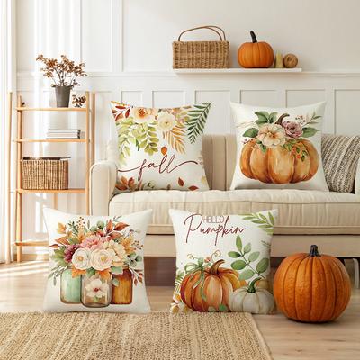 New Autumn Pumpkin Print Pillow Cover Decorative Sofa Cushion Cover Bedroom Bedside Cushion Cover