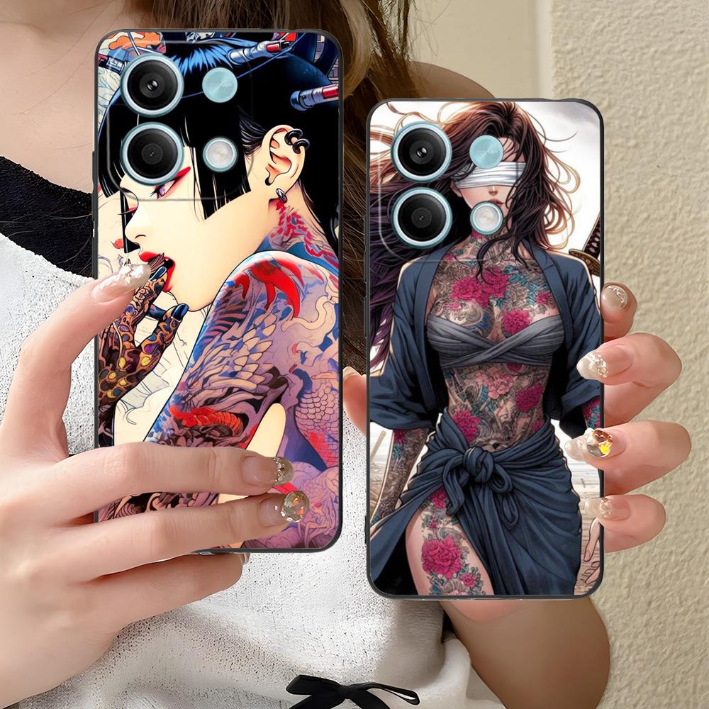 Fashion Tattoo Girl Mobile Phone Case for Xiaomi Redmi 15 14 13 12 A5 3 2 1 C Plus 4G 5G Colorful Printing Cover Pretty Cover