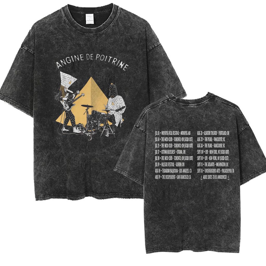 Rock Band Angine De Poitrine Vintage Washed T Shirts Mens Women Fashion Gothic Short Sleeve Tshirt Punk Hip Hop Clothing Tees