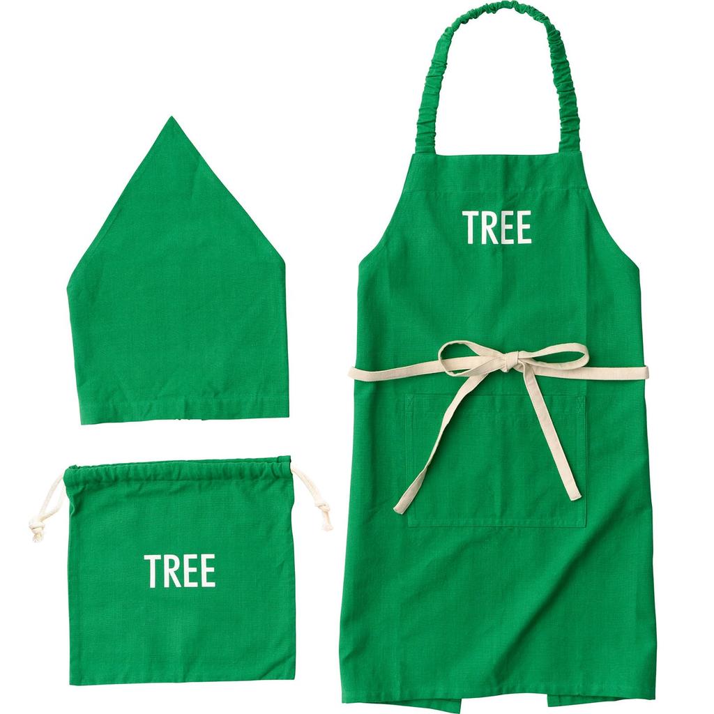Rep Rep Habituel Note Kids Apron Bandana 3 Set Green L Size Length 60 X Width 70 Cm For Height Cm With Pocket Cotton Machine Washable Hangs Around the