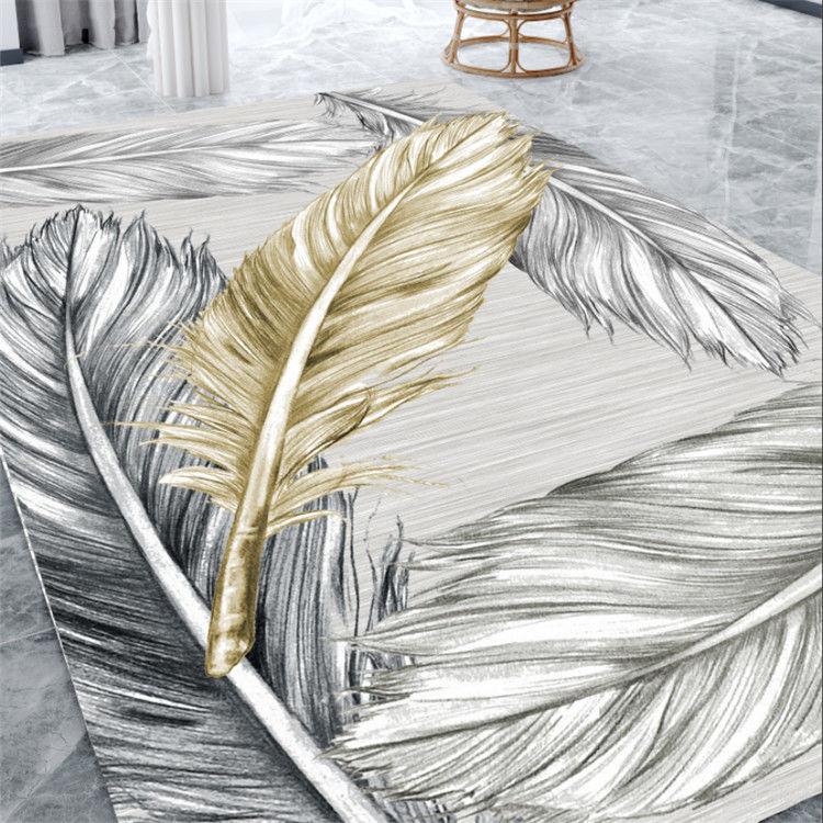 Feather Print Floor Mat Living Room Large Area Anti-Slip Carpet Bedroom Room Bedside Blanket Home Decor
