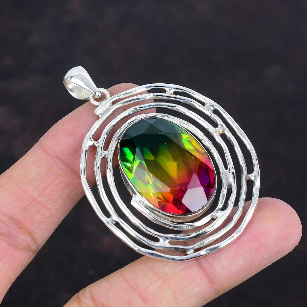 Faceted Multi Tourmaline Pendant Top Quality Gemstone Pendant Handmade Jewelry 925 Sterling Silver Pendant Brand New Pendant Gifts For Women