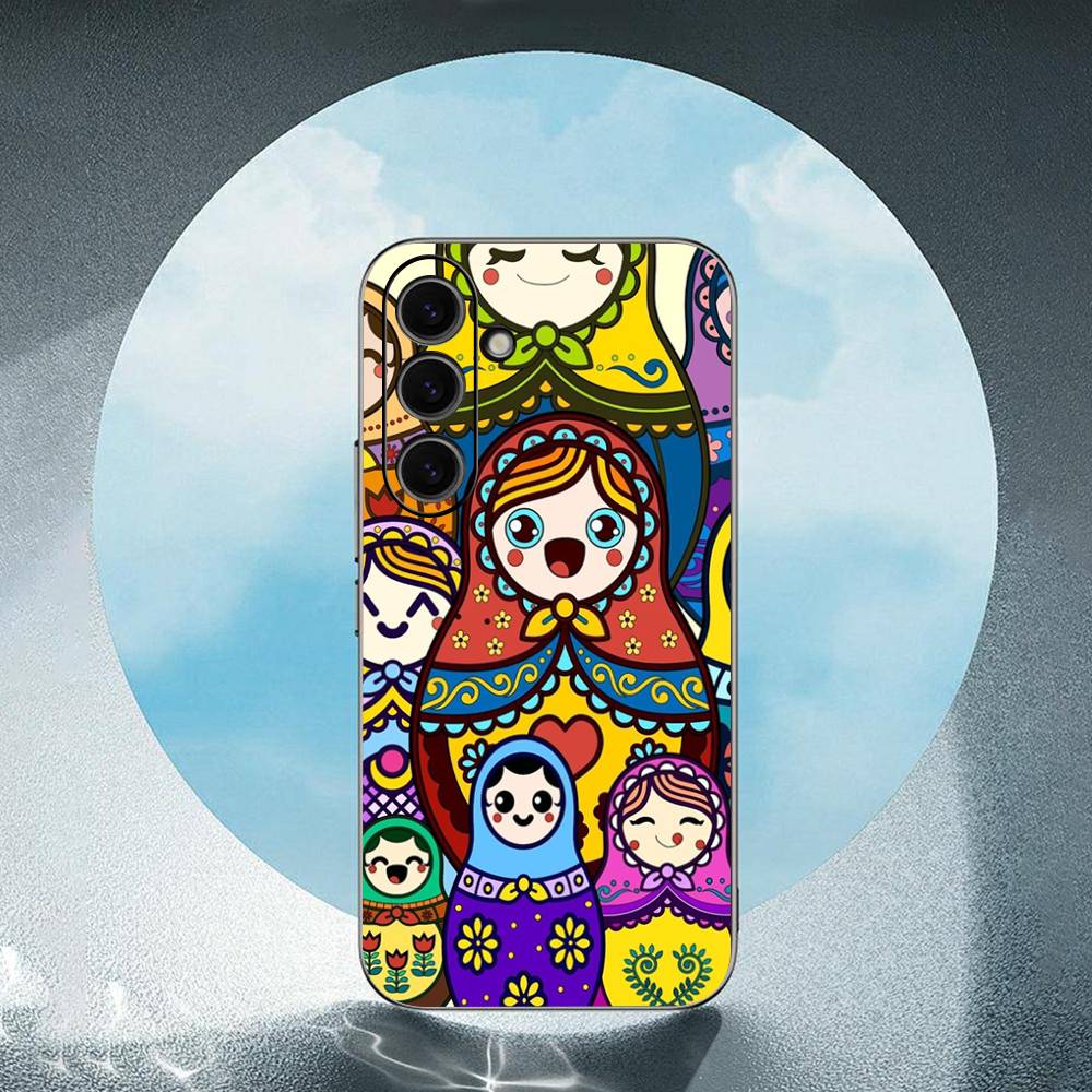 Russian Dolls Matryoshka For Samsung Galaxy S23 S24 S25 Ultra S22 Plus S21 Black Soft Case Waterproof Soft Case
