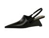 Fashion Wedge Strange Style High Heels Women Sexy Pointy Toe Backstrap Sandals Covered Head Design Party Dress Mules Shoes Women Pumps
