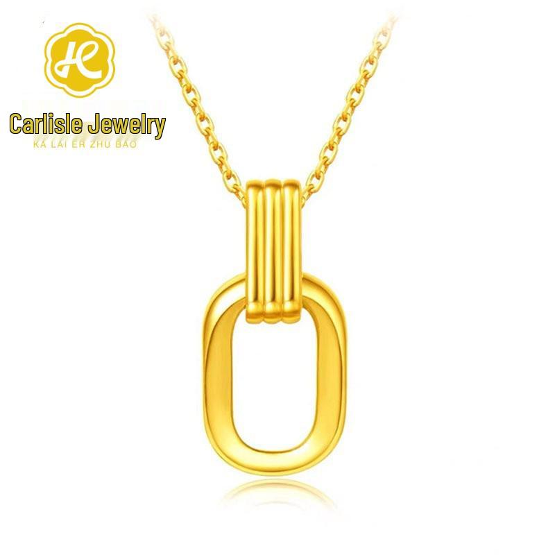 Shuibei 999 Fine Gold Slim Waist Necklace: 3D Hard Gold Women's Pendant Charm, Popular Live Broadcast Hot Seller.