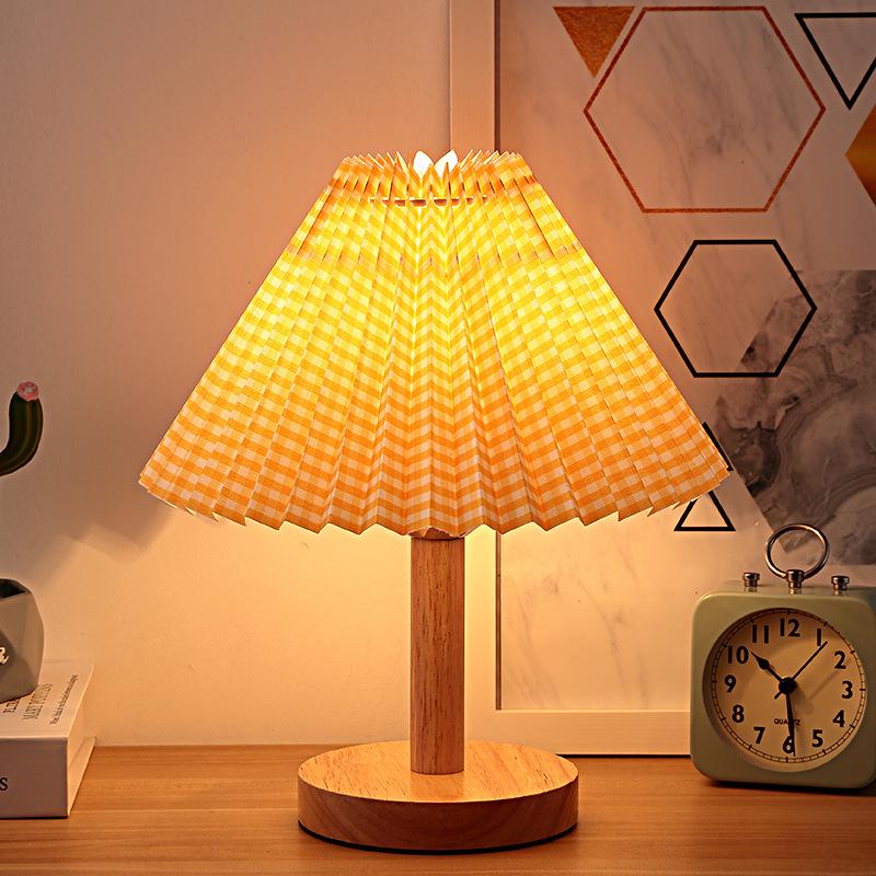 Pleated Nordic Style Table Lamp for Bedroom, Bedside, or Dormitory Décor