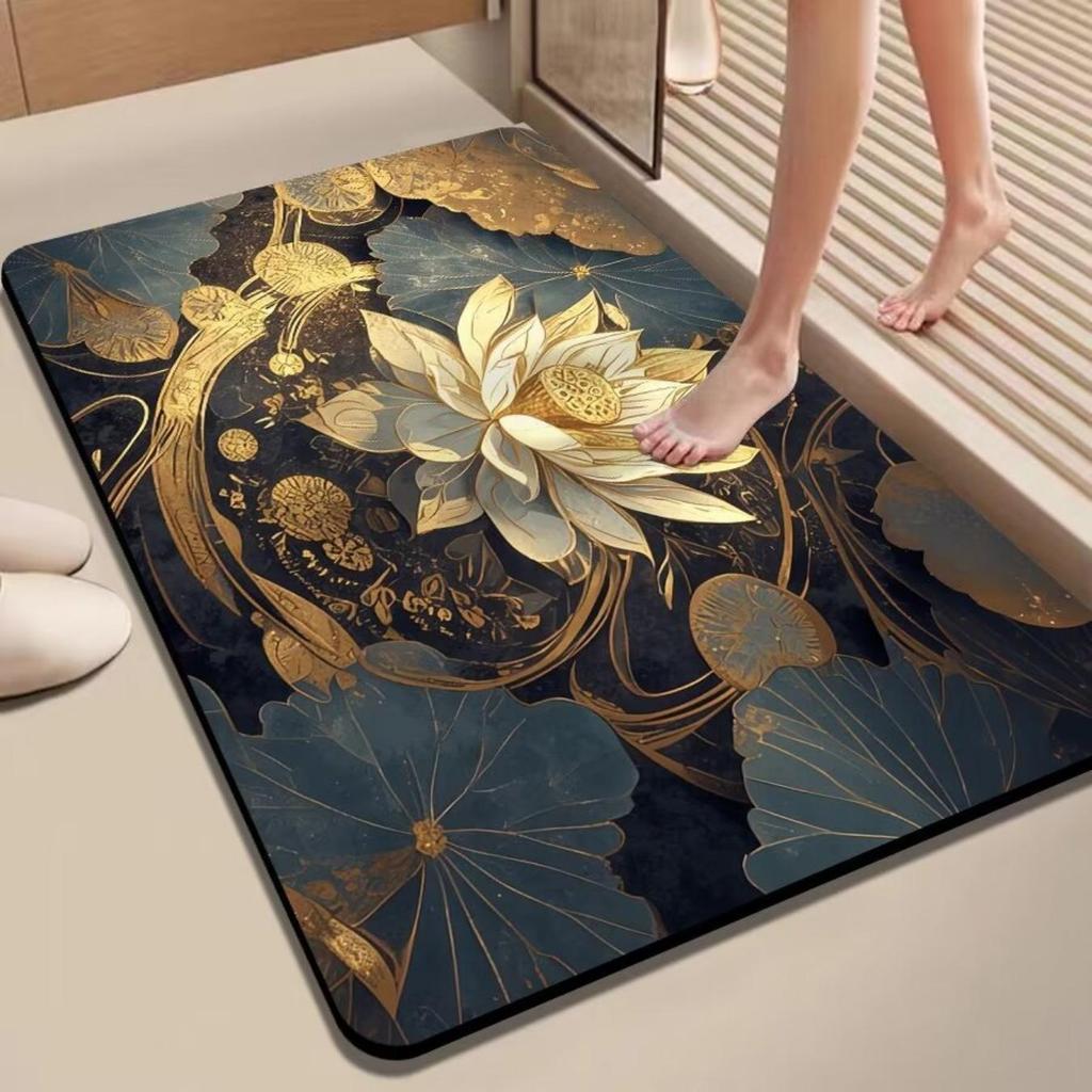 Diatom Printing Bathroom Thickening Mat Bath Non-slip Carpets In Wash Basin Bathtub Side Floor Rug Shower Room Doormat Memory Foam 3D Pad