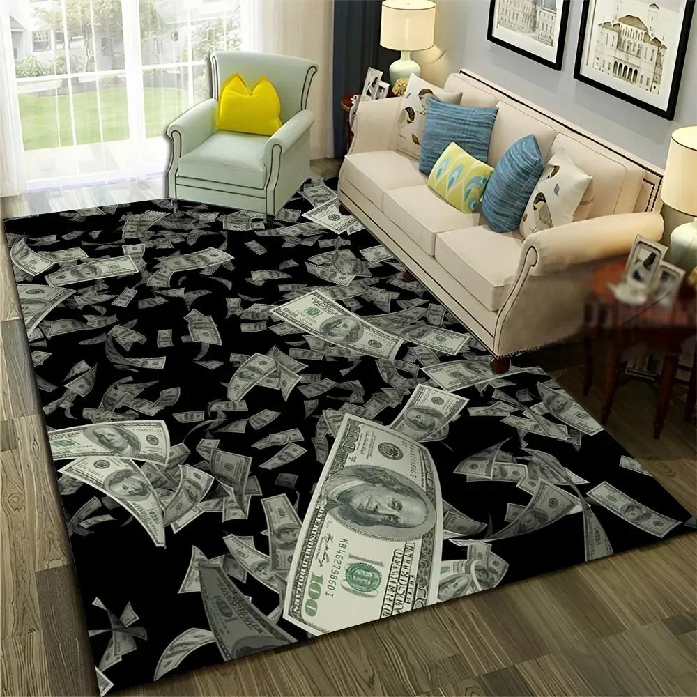 3D Dollar Euro Money Rich Pattern Carpet Rug for Home Living Room Bedroom Sofa Doormat Decor,Child Area Rug Non-slip Floor Mat