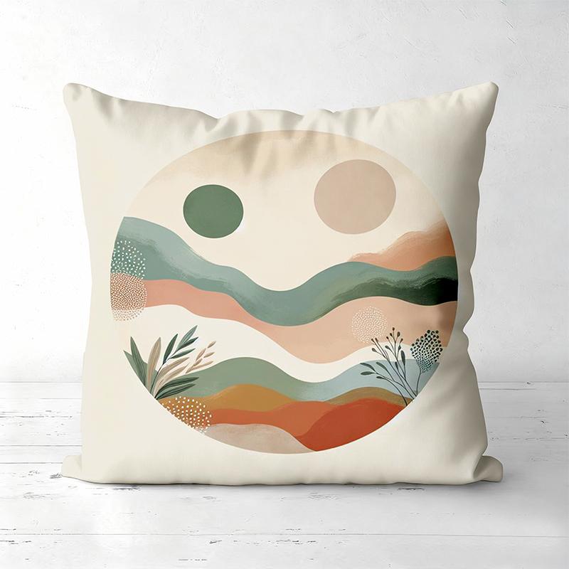 Cactus And Mountain Patterned Decorative Throw Pillows Polyester Pillowcase, Sofa Decorative Cushion Cov Headboard Pillow