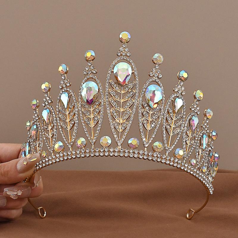 New Crown Baroque Rhinestone Leaf Bridal Hair Accessory