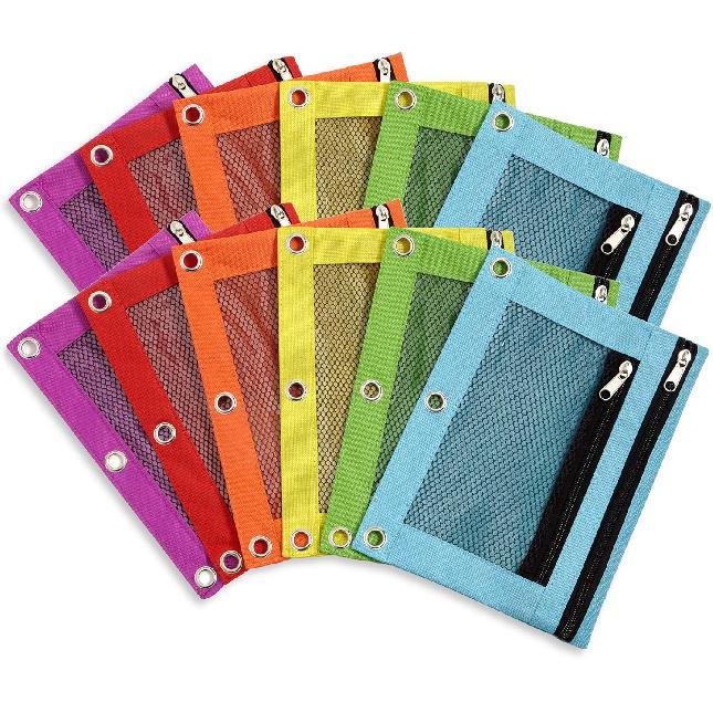 Blue Summit Supplies Pencil Pouches, Bulk Pencil Pouch 12 Pack in Assorted Colors for Storing School Supplies, Writing Utensils, and more, Cloth 12 Pack