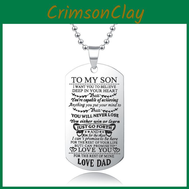 Fashion Necklace To My Son Daughter Dad Mom Dog Tag Birthday Gift For Kids