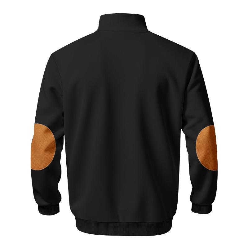 Men's Fleece Lined Color Block Zip Up Stand Collar Sweatshirt.