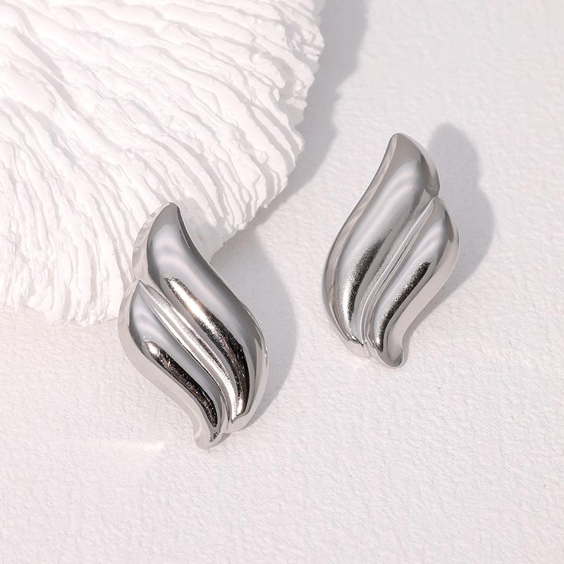 Stainless Steel Wing Smooth Stud Earrings for Women Fashion Gold Color Metal Irregular Water Drop Earrings Jewelry Gifts 2026