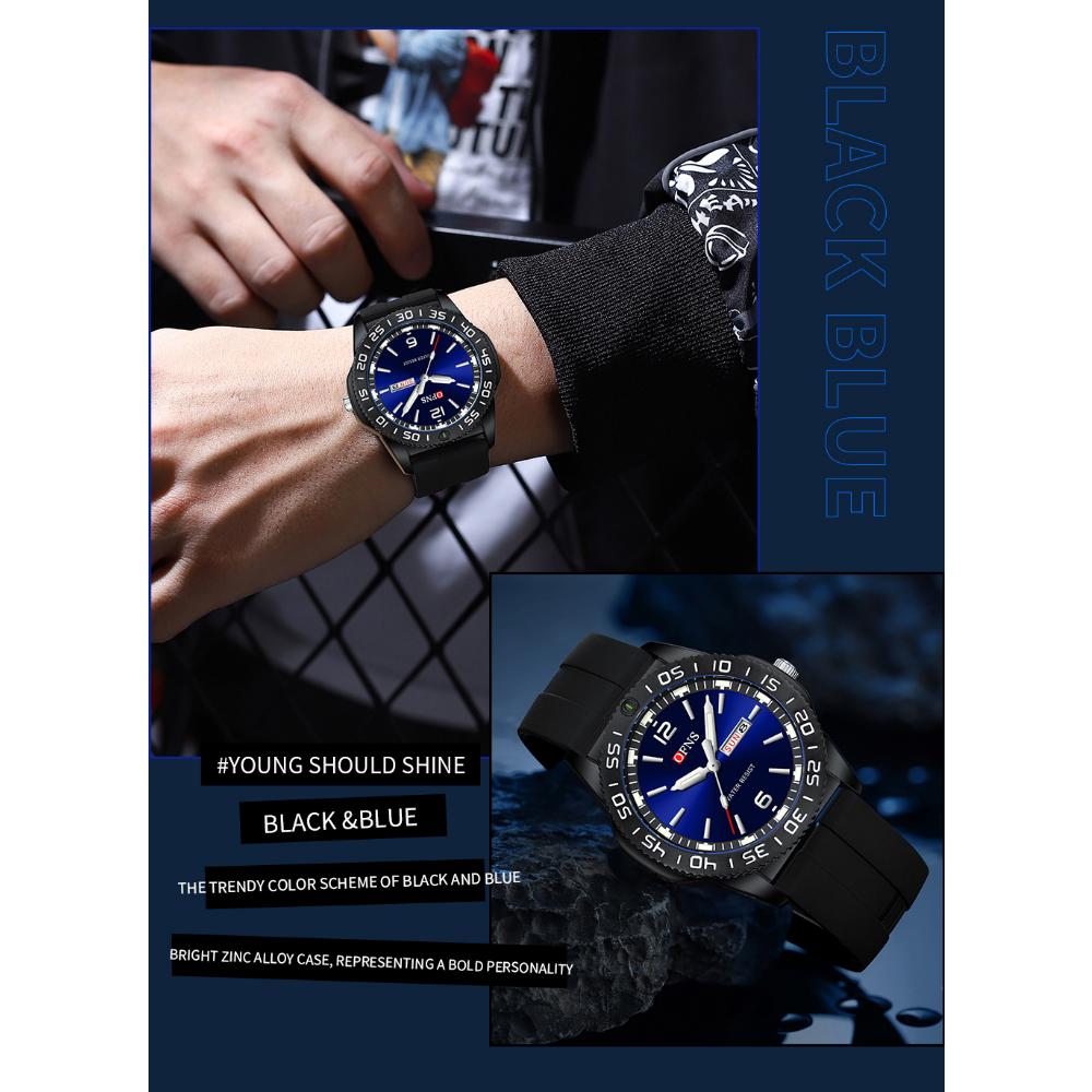 OFNS New Fashion Color Dial Men's Quartz Watch Outdoors Casual Waterproof Clock Silicone Sports Business Dress Men Watch