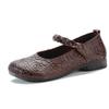 Leather women's single shoes braided flat bottom spring soft leather soft sole square head soft sole non-slip spring and autumn