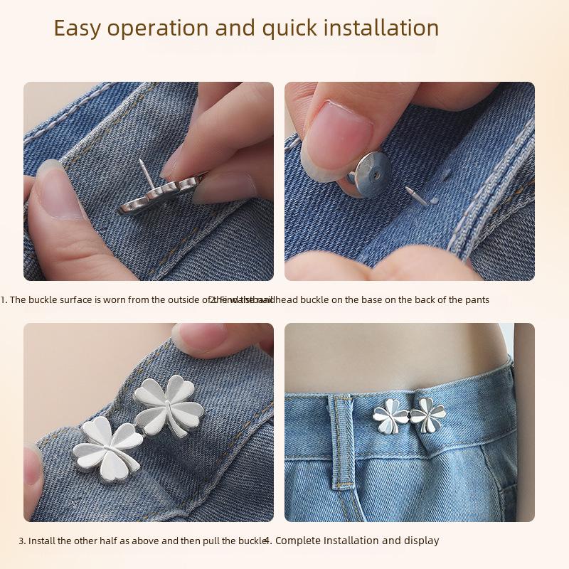 Four-Leaf Clover Detachable Waist Buckle - Adjustable Jeans Waist Button