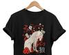 Japanese Wolf T-Shirt Grunge Japan Streetwear Tee Retro Streetwear High-quality Crew-neck Short-sleeved Men's T-shirt