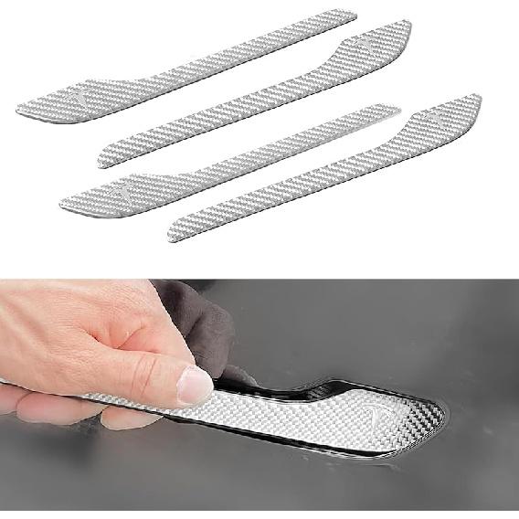 4PCS Door Handle Cover Compatible with Tesla Model 3 (-2025) Highland Model Y (-2026) Juniper Real Carbon Fiber 3D Sticker Wrap Covers Exterior Trim