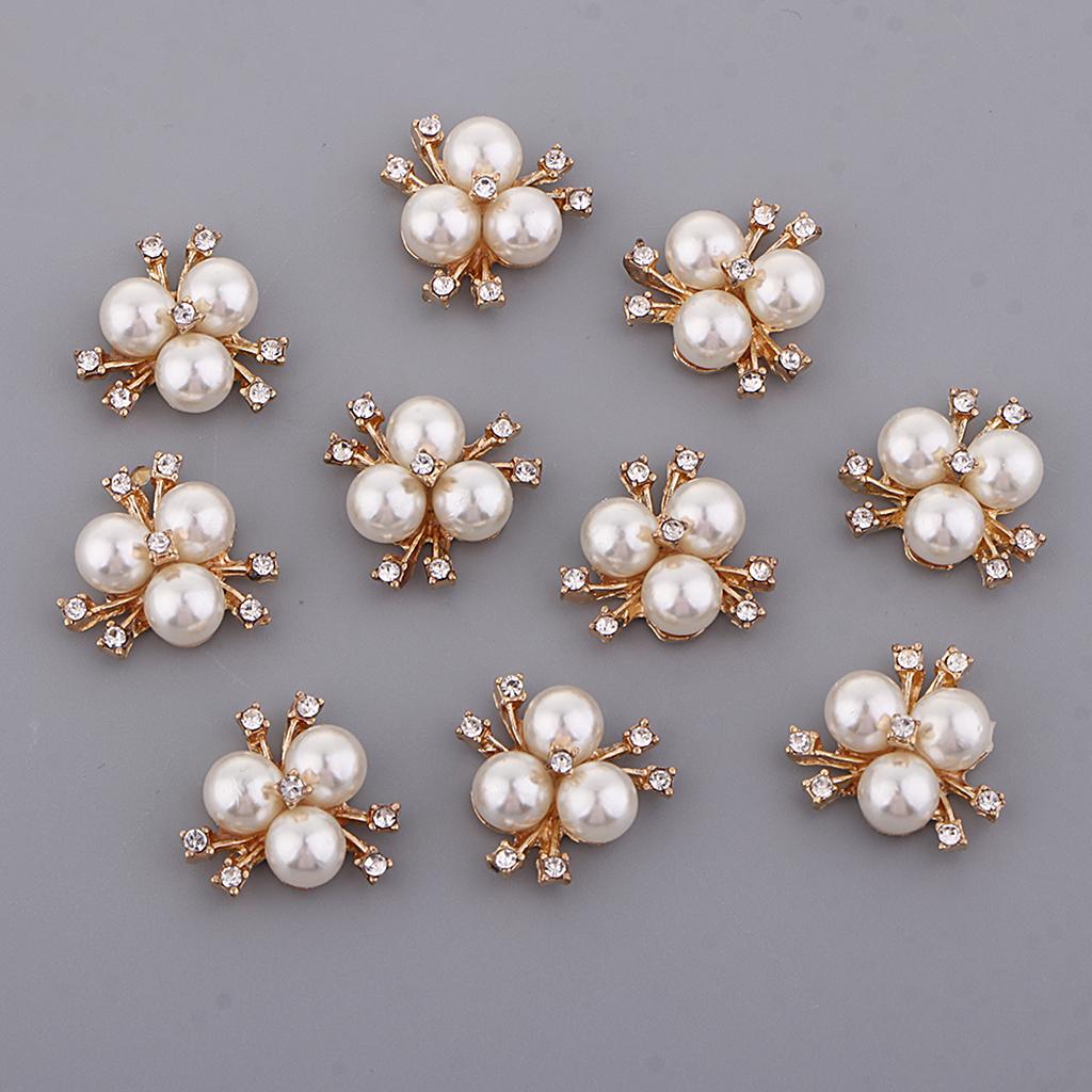 Pearl Rhinestone Flower Embellishments Decorative Button Accessories for DIY Clothes Design Bridal Crafts