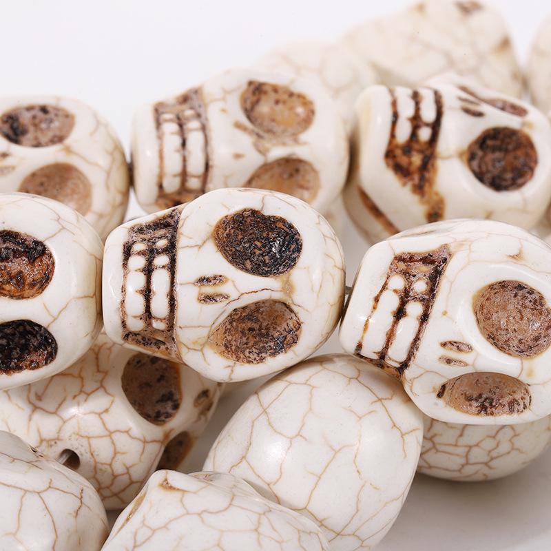 Colorful Halloween Skull Beads: Synthetic Turquoise Pendants for DIY Jewelry