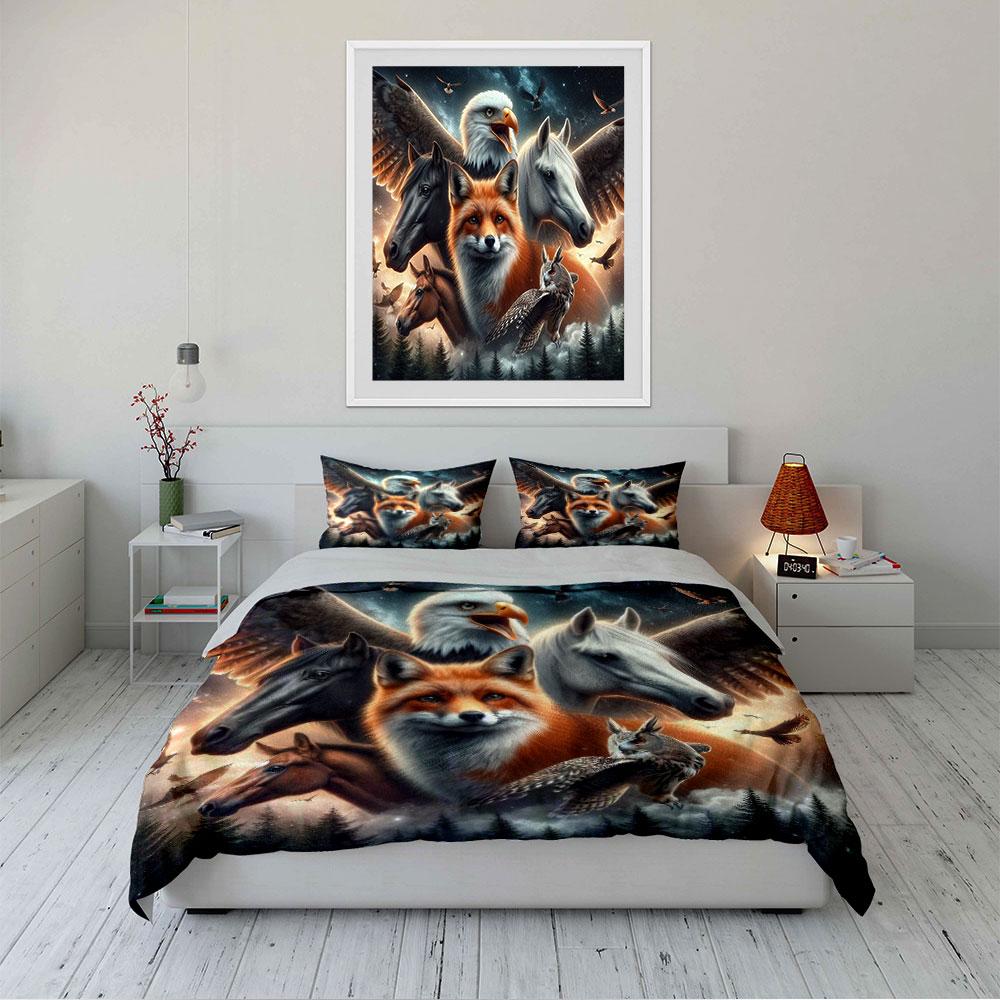 "Wild Animal Spirit Bedding Set" Bedding Duvet Cover Set Duvet Cover Pillowcases (1 * Duvet Cover 2 * Pillowcases, without duvet insert)