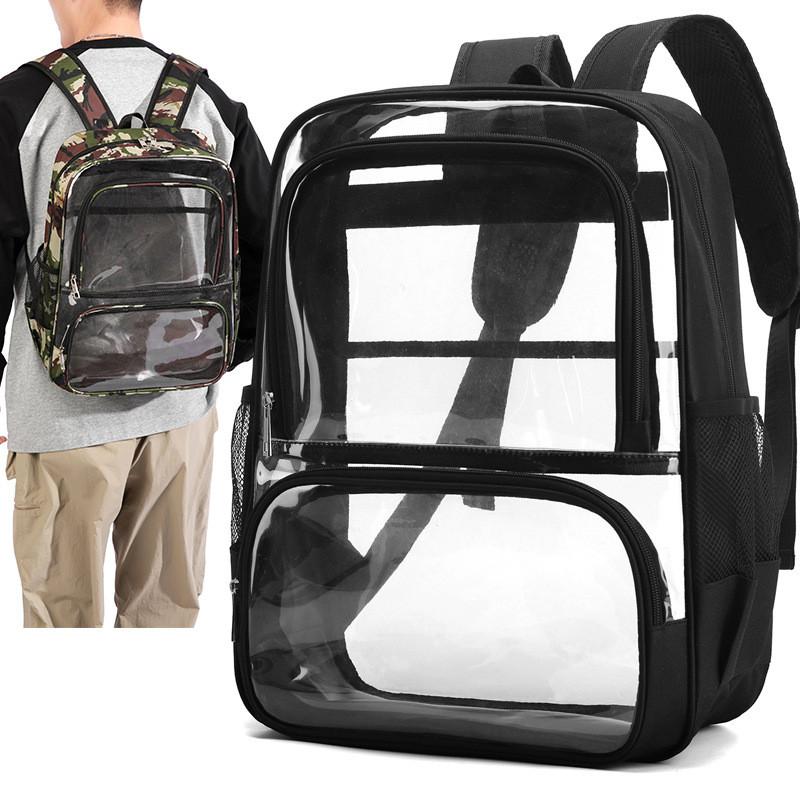 Pvc Clear School Backpack With Multiple Pockets Waterproof Design For Students