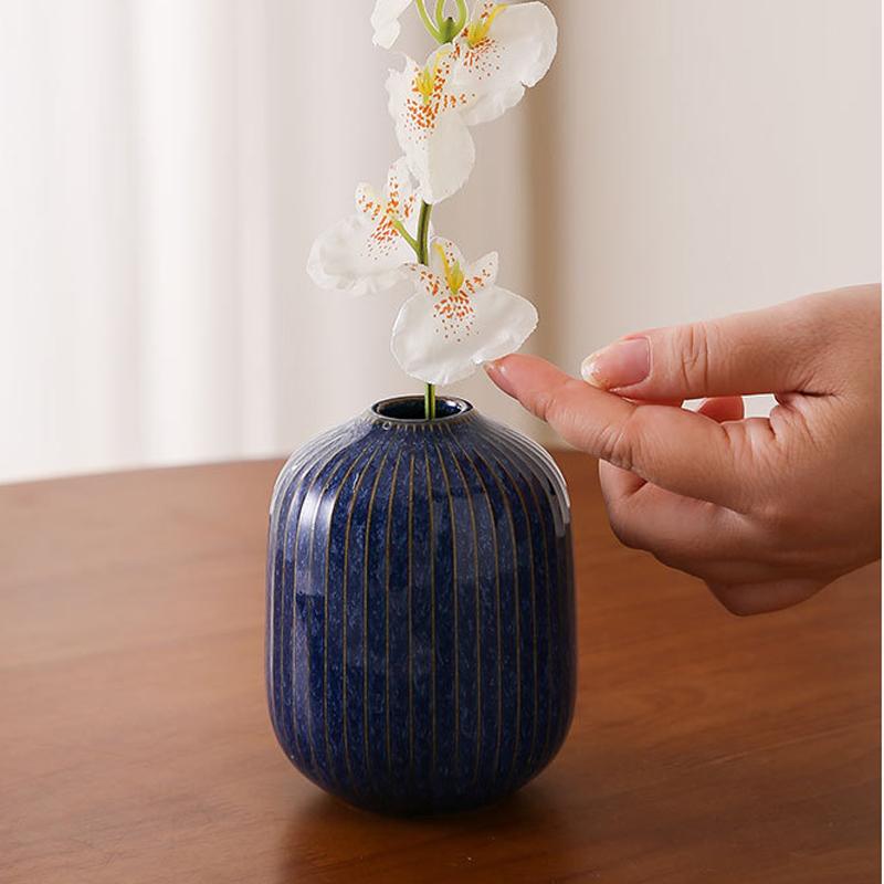 Nordic Mini Blue Ceramic Small Vase Creative Home Dining Table Living Room Bedroom hydroponics Flower Decoration Accessories 1Pc