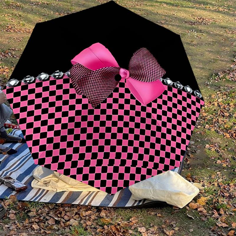 1 Stück Schleife Diamant Regenschirm - 8 Speichen verstärkt, Automatisches Öffnen, Leicht & Langlebig, Niedliches Modeaccessoire für Draußen - T365