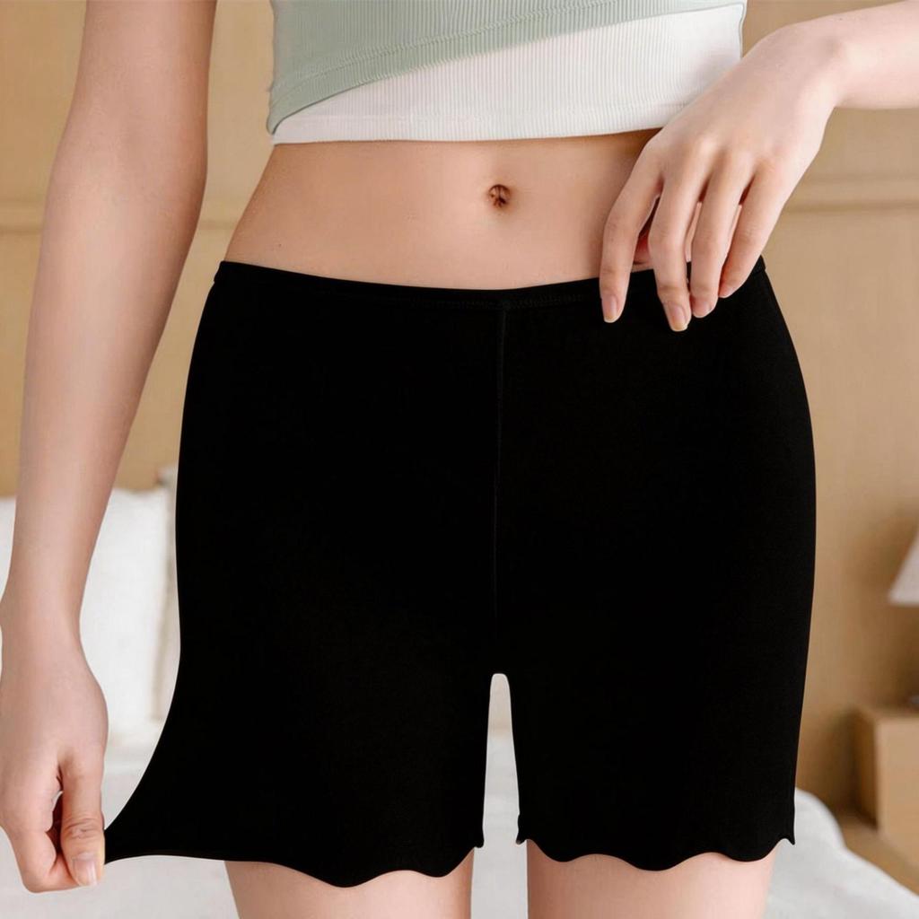 Women's Summer Ice Silk Lace-Trim Safety Shorts