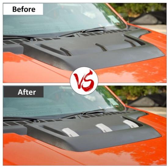 Chrome Hood Scoop Air Vent Cover Trim Bezels For Ford F150 2021-2023 Accessories