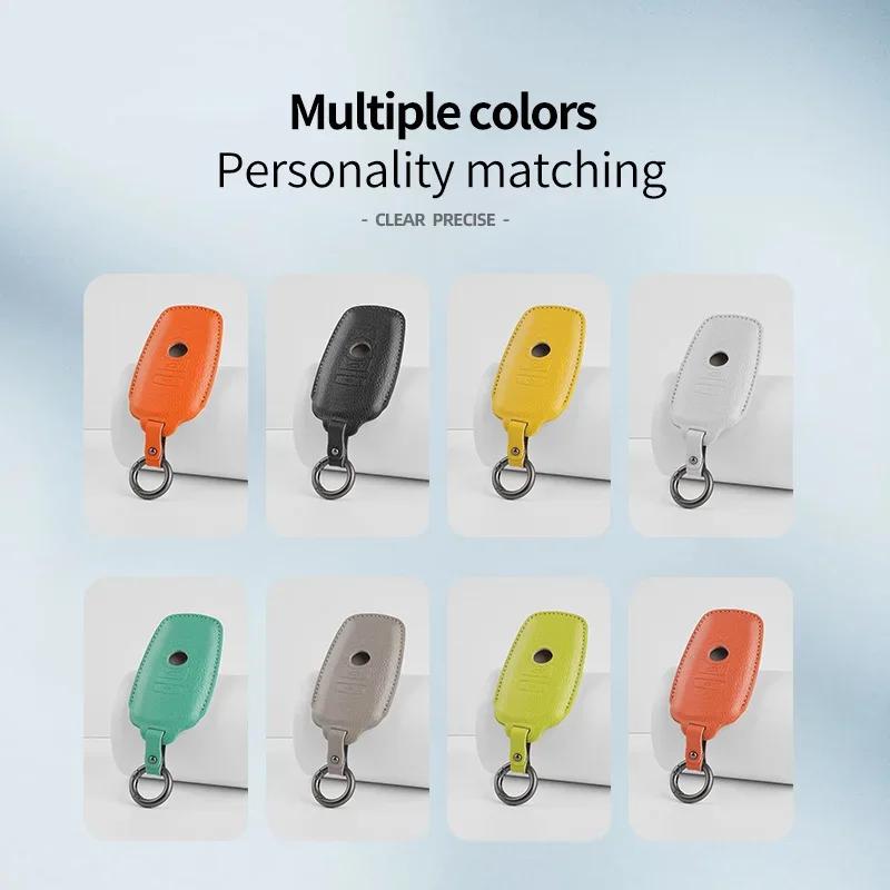 Interior Mouldings Sheepskin Car Key Case Bag For BMW 1 5 6 7 Series G20 G30 G11 G01 G02 F15 F16 F48 X1 X4 X5 X6 X7 Keychain Acc
